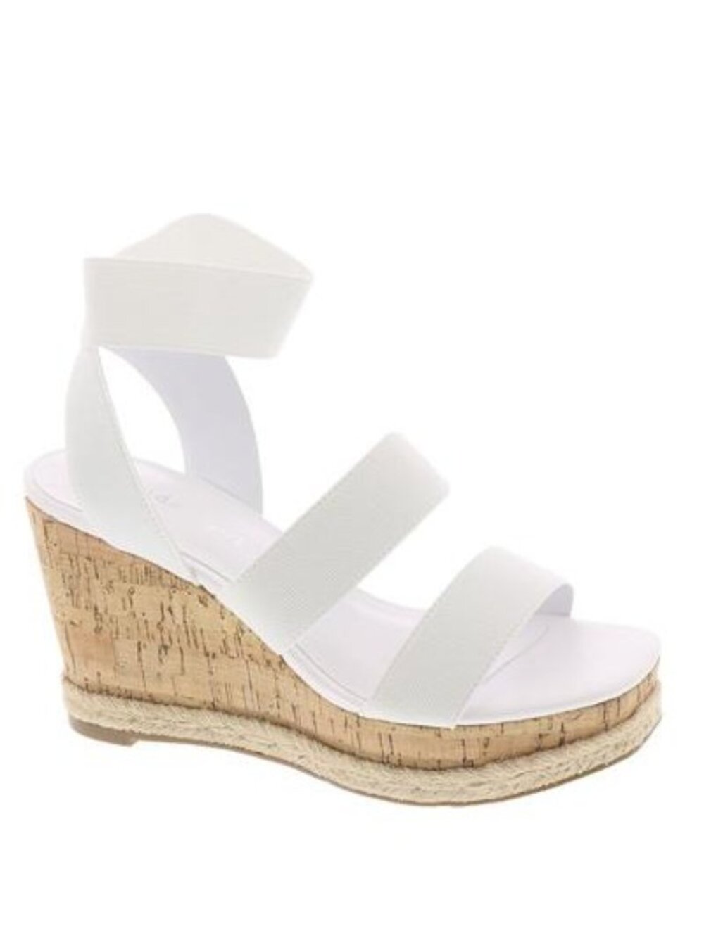 Madden Girl Womens Marandaa Slip on Strappy Wedge Sandals White Size 8 Defected